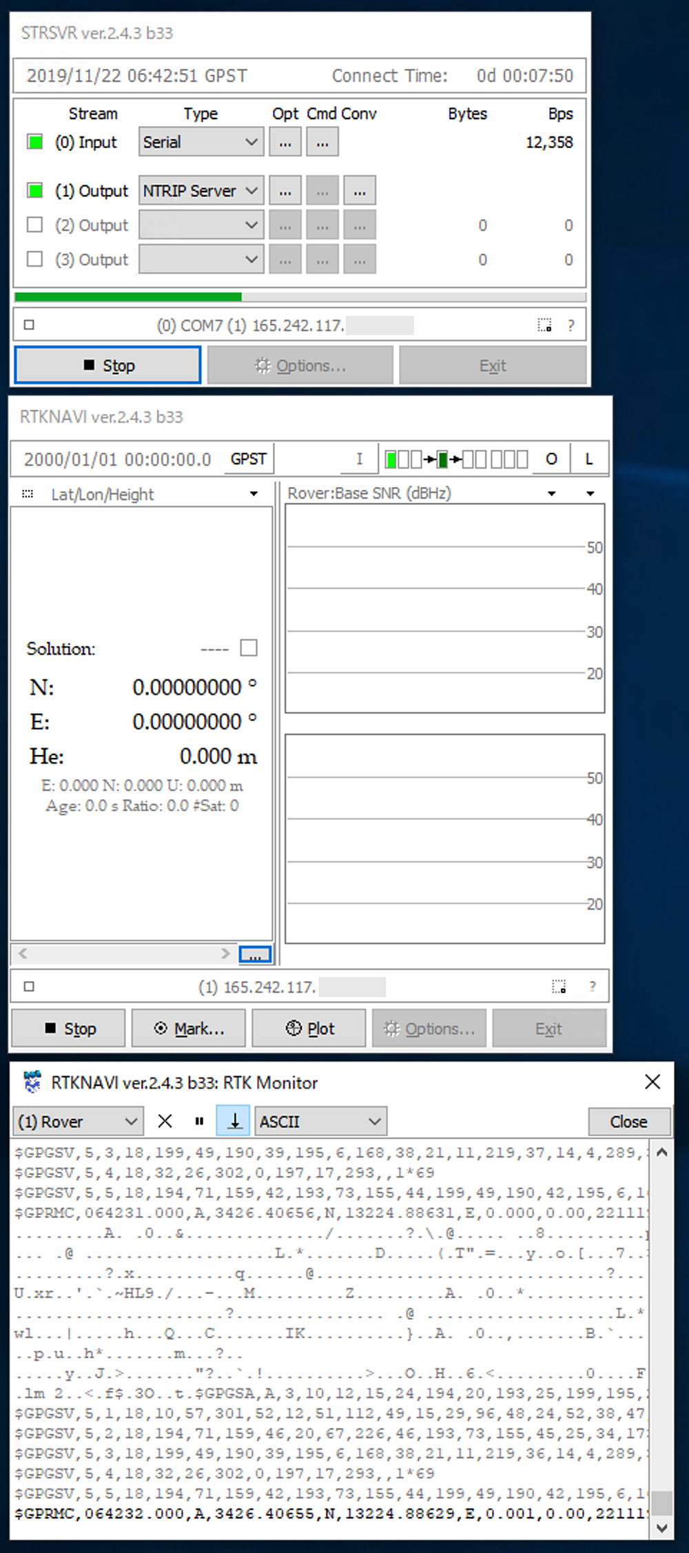 Observation of HD9310 output with RTKLIB