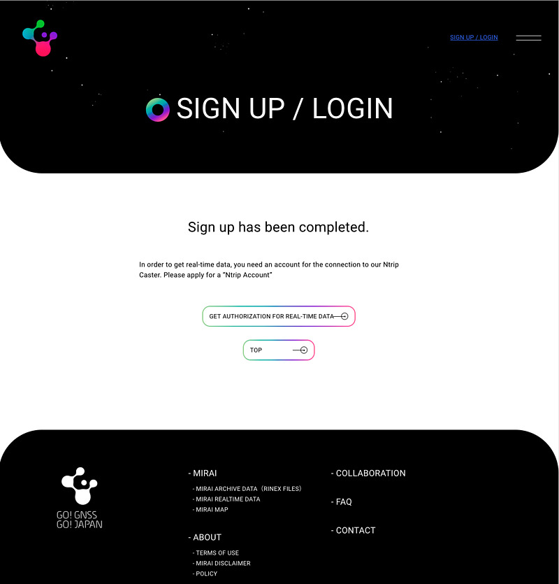 gnss.go.jp sign up complete