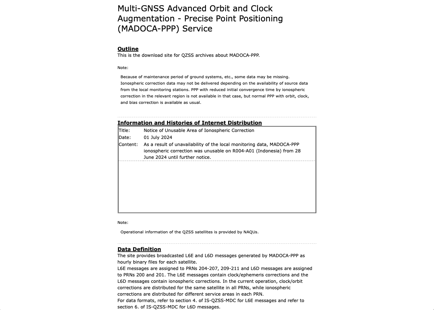 Multi-GNSS Advanced Orbit and Clock Augmentation - Precise Point Positioning (MADOCA-PPP) Service