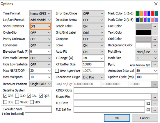 RTKPLOT option of enabling statistics display