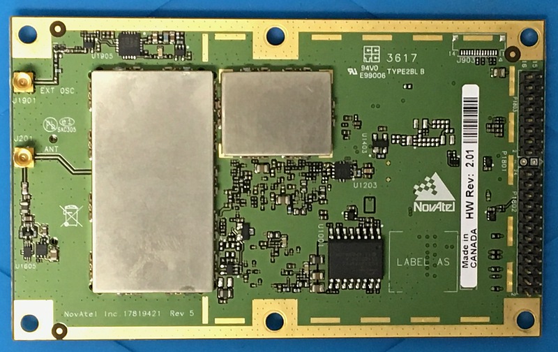 Bottom view of NovAtel OEM729 receiver board