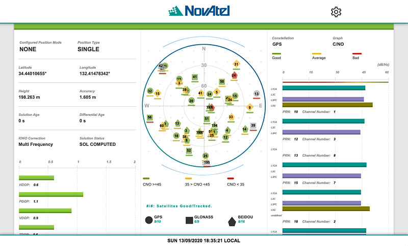 Constellation tile on NovAtel Connect