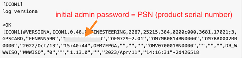 OEM729 PSN from version command